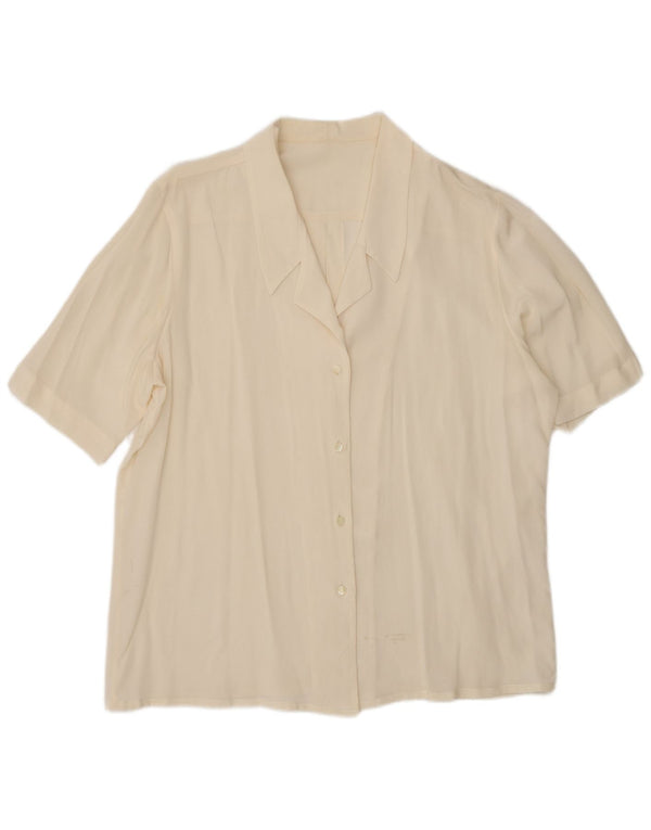 Винтажная женская блузка-рубашка с коротким рукавом UK 18 XL Off White