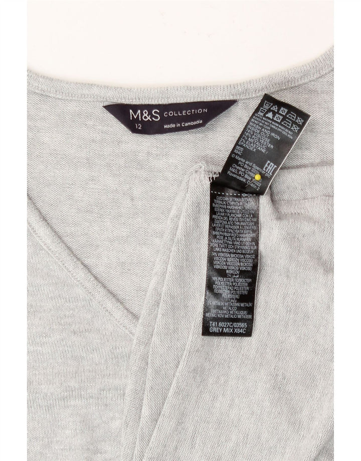 Женский топ с длинным рукавом Marks & Spencer UK 12, вискоза среднего серого цвета