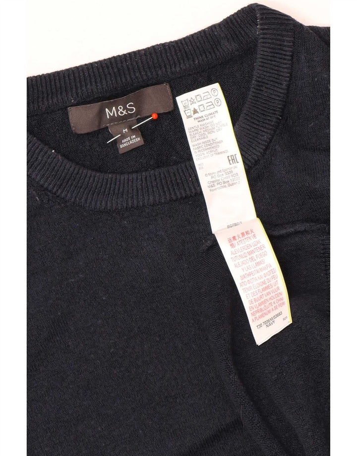 Мужской джемпер с круглым вырезом Marks & Spencer среднего размера, темно-синий, акрил