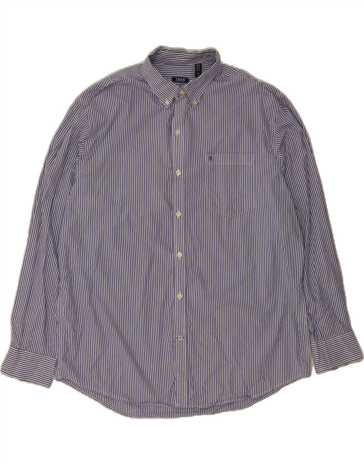 IZOD Mens Shirt XL Blue Pinstripe Cotton Vintage Izod and Second-Hand Izod from Messina Hembry 