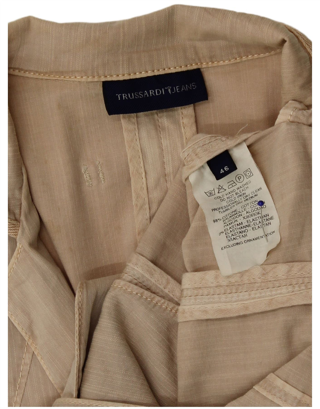 Женский пиджак Trussardi на 2 пуговицах IT 46, большой, бежевый, хлопок