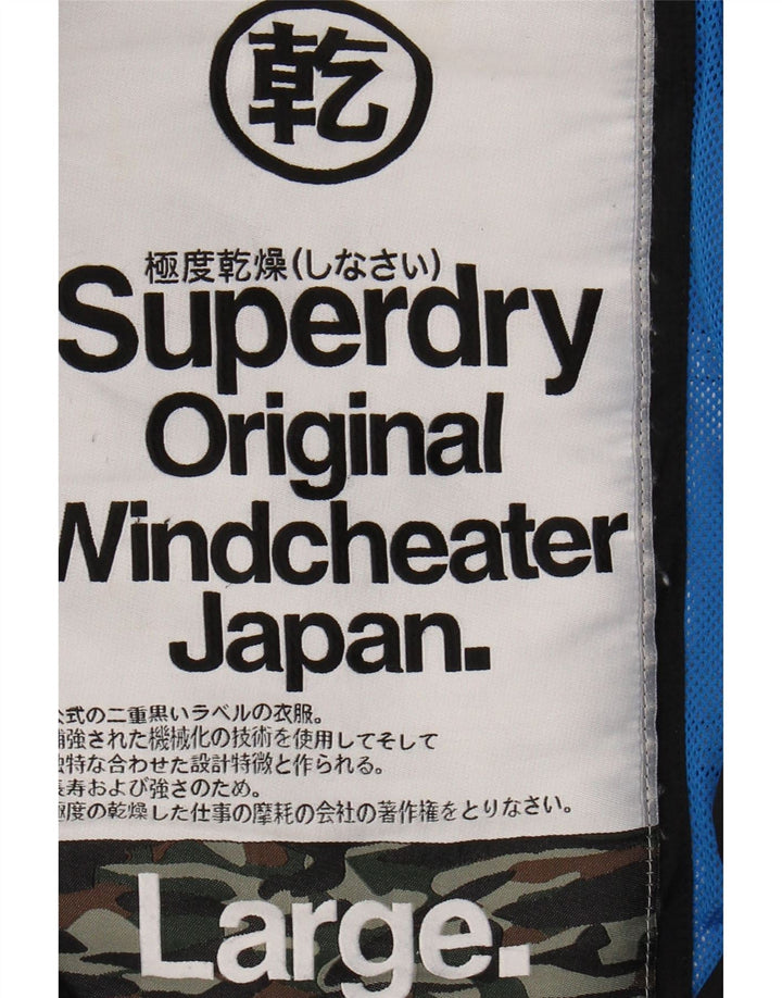 SUPERDRY Мужская ветровка-ветровка UK 40, большая черная нейлоновая куртка