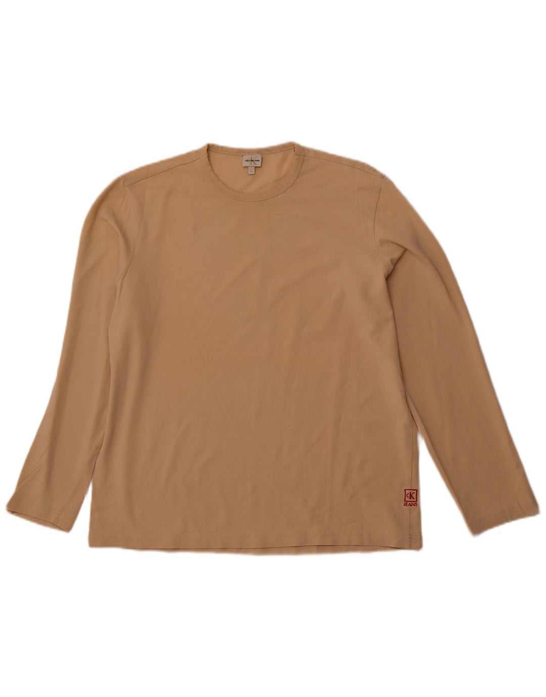 CALVIN KLEIN JEANS Женский топ с длинным рукавом UK 18 XL Бежевый хлопок