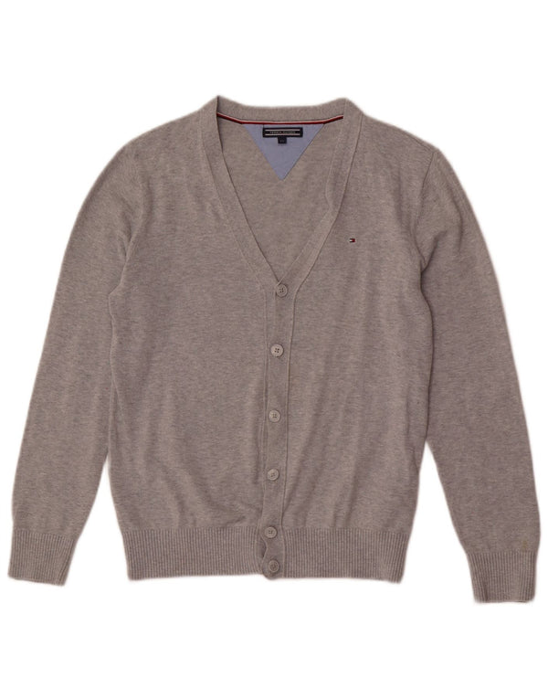 Tommy Hilfiger Boys Cardigan Sweater 13-14 Years Grey Flecked Cotton