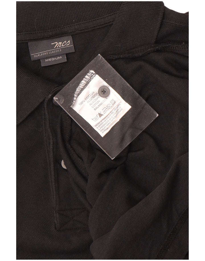MARLBORO CLASSICS Mens Long Sleeve Polo Shirt Medium Black Cotton