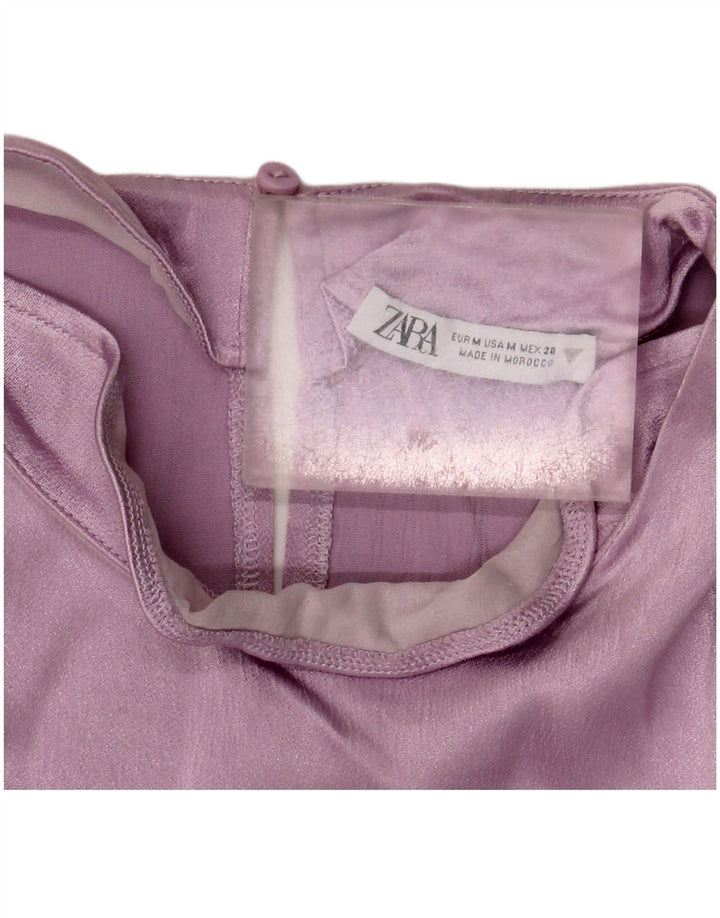 Женская укороченная блузка с длинными рукавами Zara UK 12, средний фиолетовый