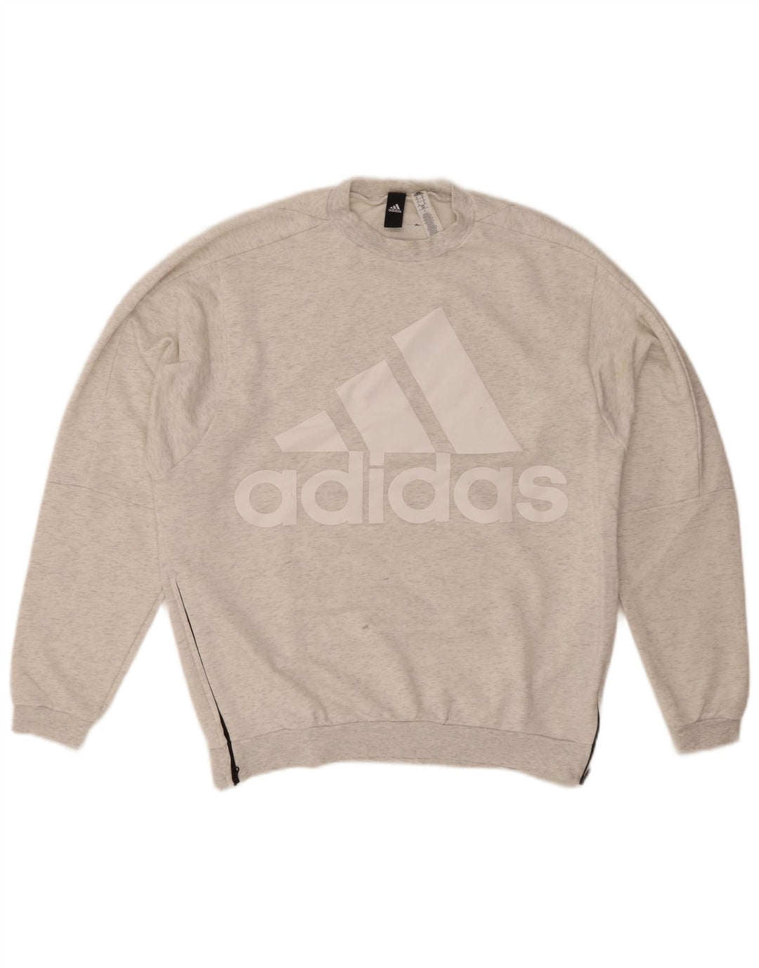 ADIDAS Womens Oversized Graphic Sweatshirt Jumper UK 14 Medium Grey Cotton