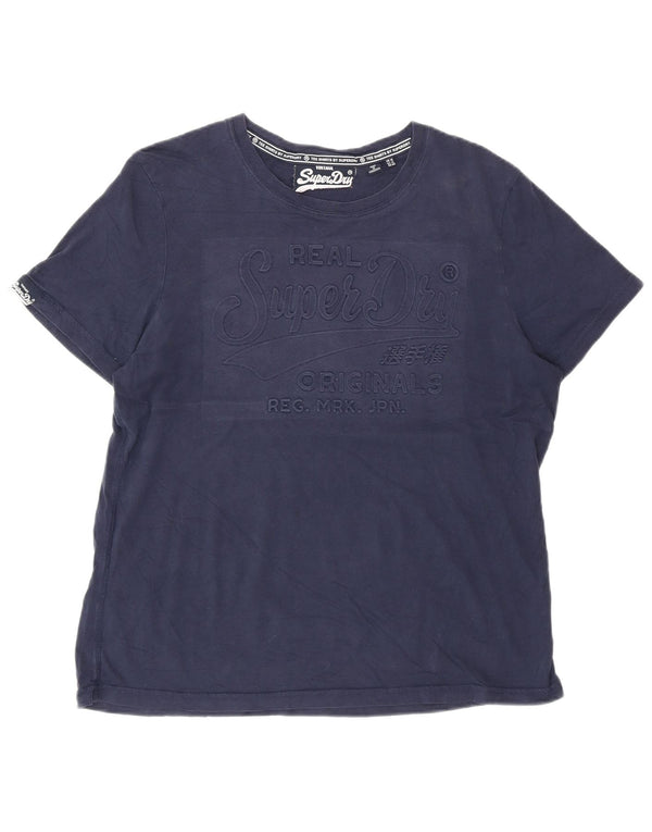 Женская футболка с рисунком Superdry Top UK 16, большой размер, темно-синий, хлопок