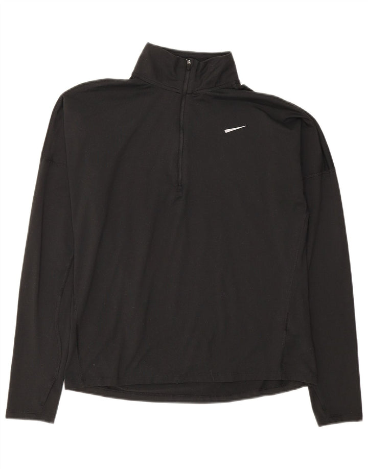 Женский спортивный костюм-пуловер с воротником на молнии Nike Dri Fit UK 10, маленький черный