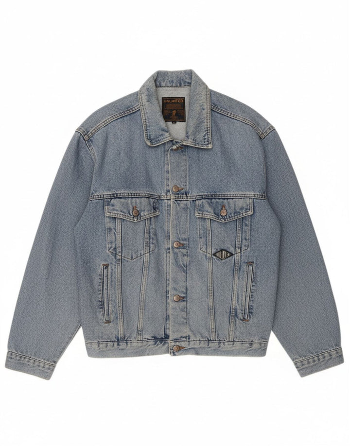 UNLIMITED Mens Denim Jacket UK 42 XL Blue Cotton