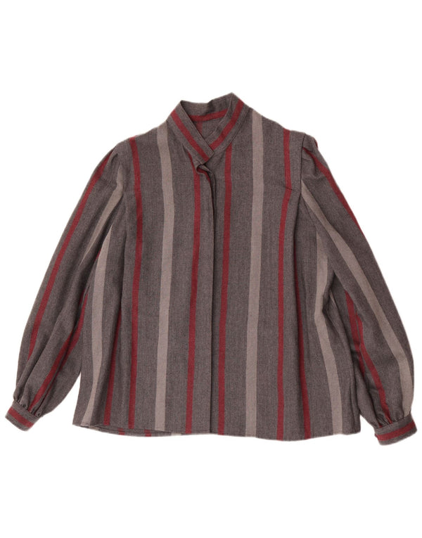 Винтажная женская блузка-рубашка UK 18 XL серая в полоску
