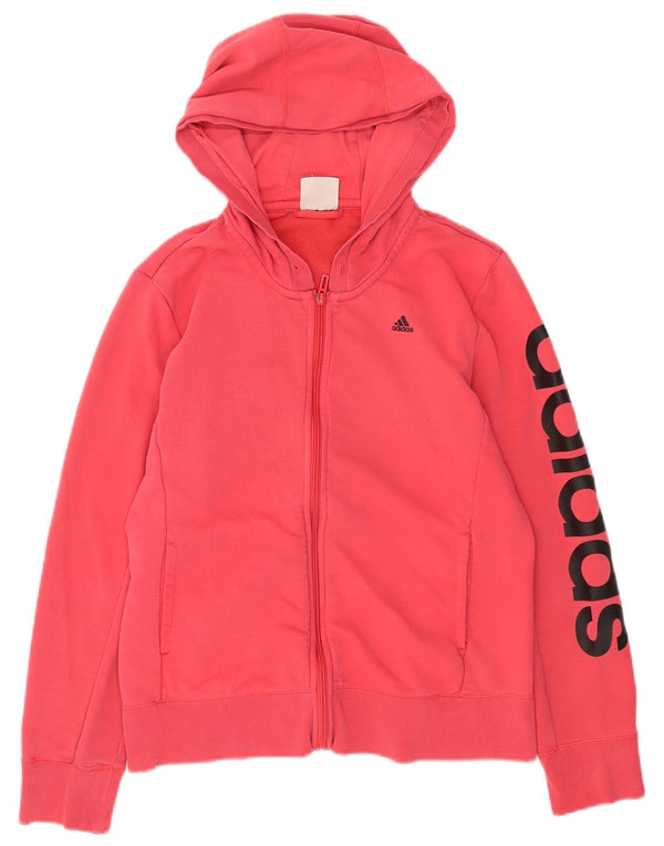 Adidas Womens Climalite Graphic Zip Hoodie Sweater UK 16/18 Large Pink