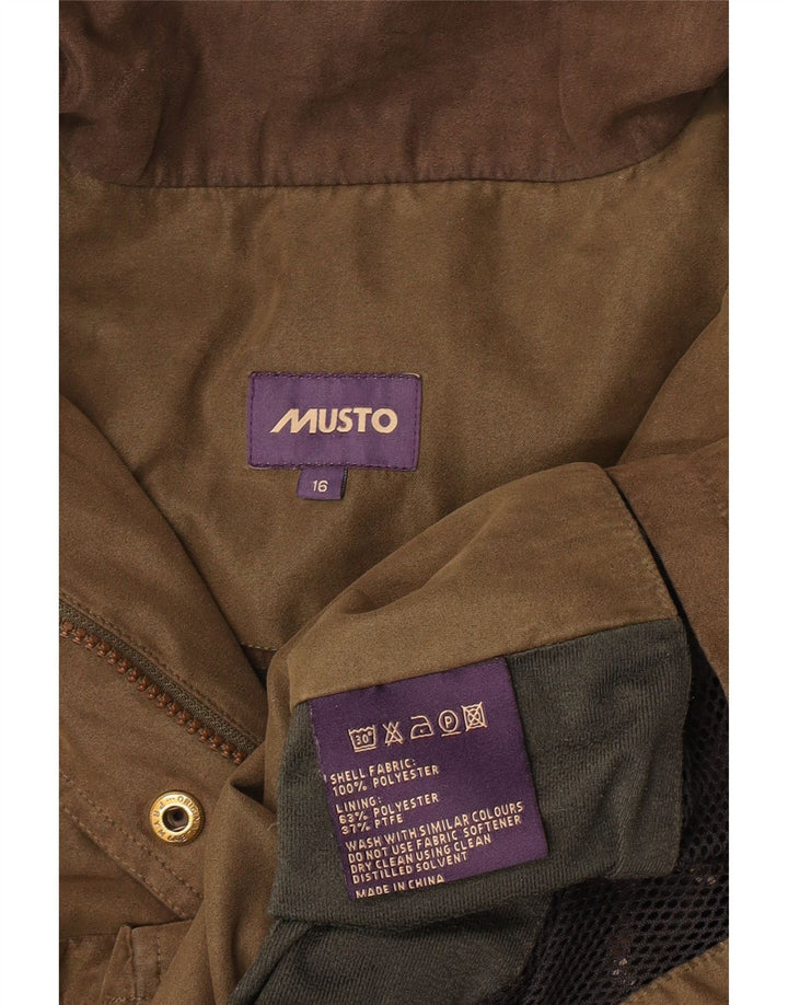 Женская парка Musto на молнии с капюшоном UK 16, большая, цвета хаки, полиэстер, классическая
