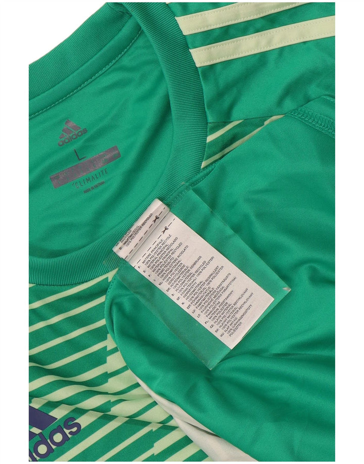 Мужская футболка ADIDAS Climalite, полиэстер, большая зеленая полоска