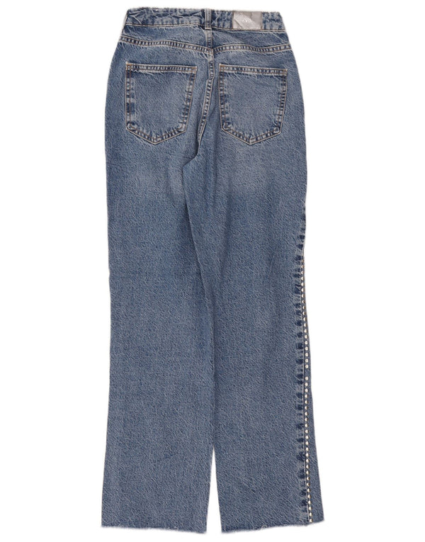 Женские прямые джинсы с высокой талией Zara EU 34 2XS W24 L29, синий хлопок
