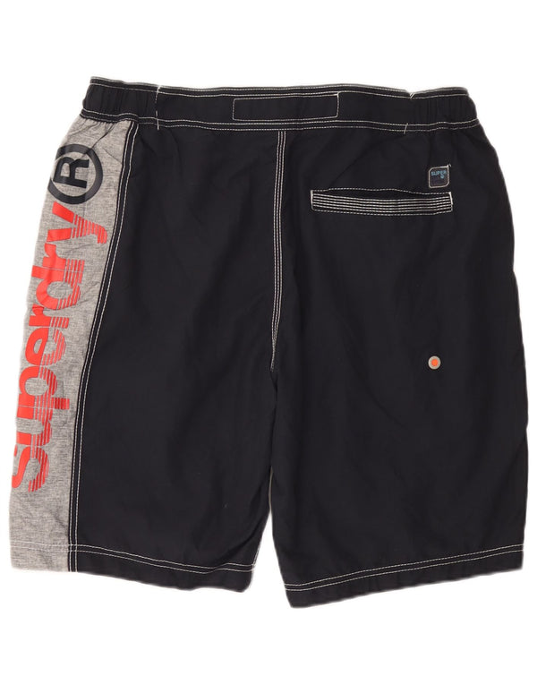 SUPERDRY Мужские шорты для плавания с рисунком 2XL, темно-синие, полиэстер с цветными блоками