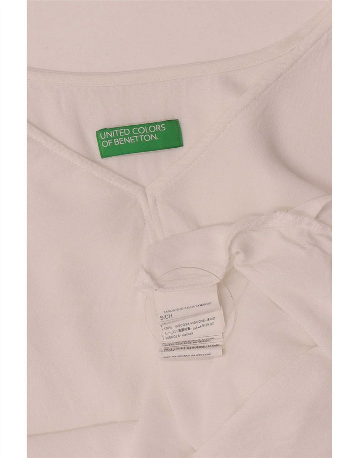 Женский укороченный топ Benetton с длинным рукавом UK 10, маленький, белый, вискоза