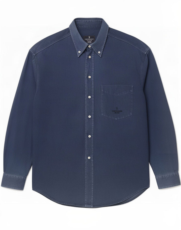 Мужская рубашка Trussardi Jeans среднего размера, темно-синяя, хлопок