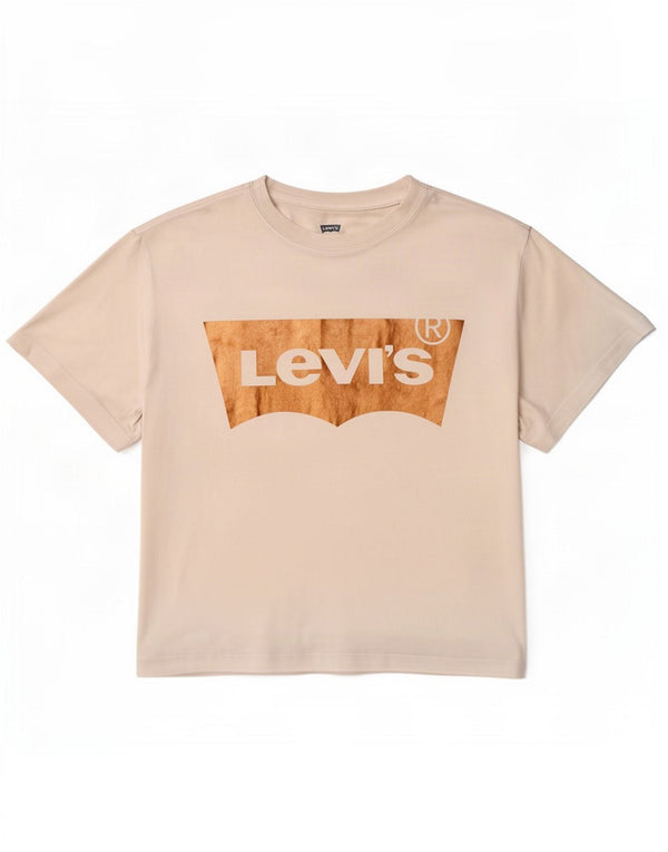 Женская укороченная футболка оверсайз с рисунком Levi's Top UK 6 XS, белый хлопок