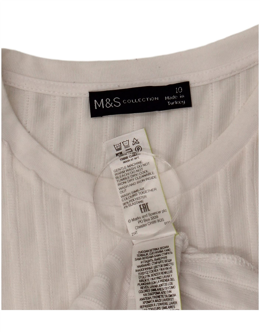 Женский оверсайз-топ с длинным рукавом Marks & Spencer UK 10, маленький белый