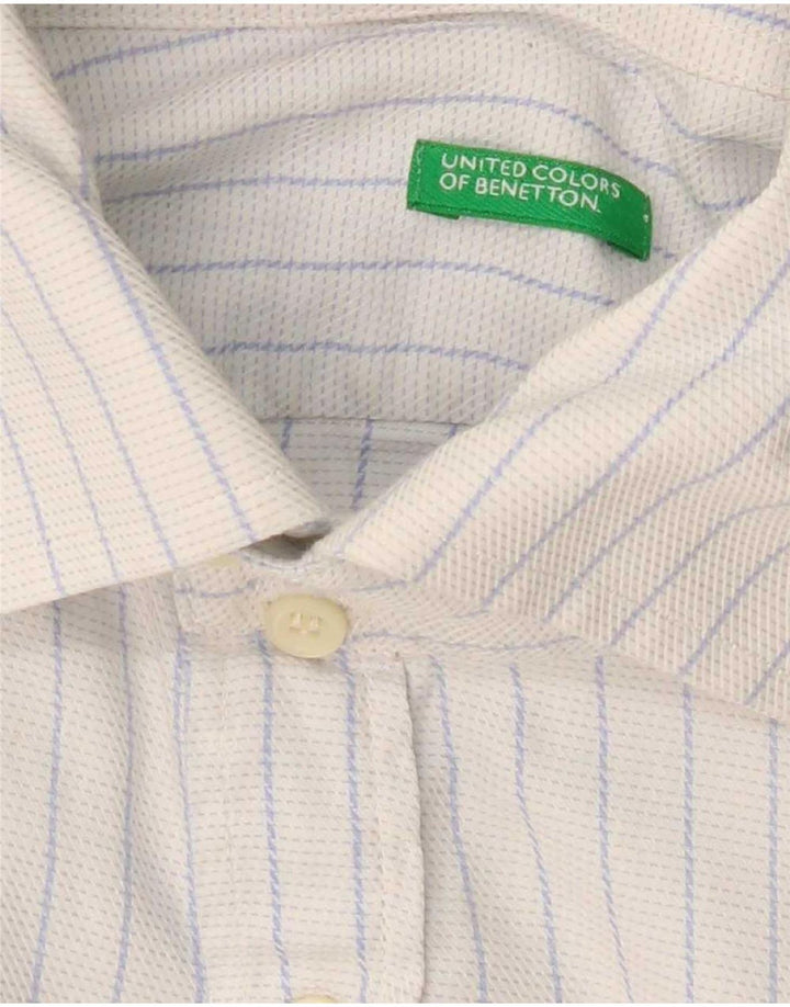 Benetton Мужская Рубашка Средняя Белая Полосатая