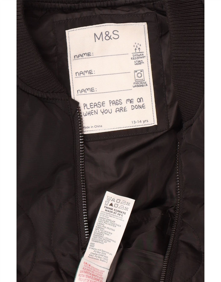 MARKS & SPENCER Boys Padded Gilet 13-14 Years Black Polyester