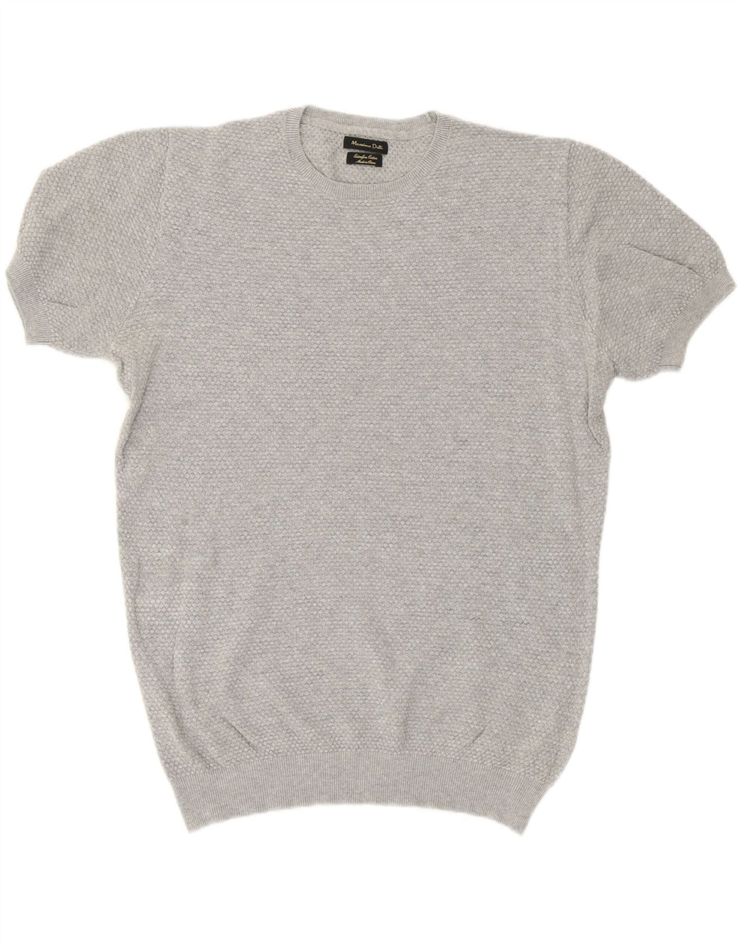MASSIMO DUTTI Womens Crew Neck Jumper Sweater UK 14 Medium Grey Cotton Vintage Massimo Dutti and Second-Hand Massimo Dutti from Messina Hembry 