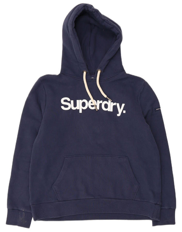 Женский джемпер с капюшоном SUPERDRY UK 16, темно-синий, хлопок, большой размер