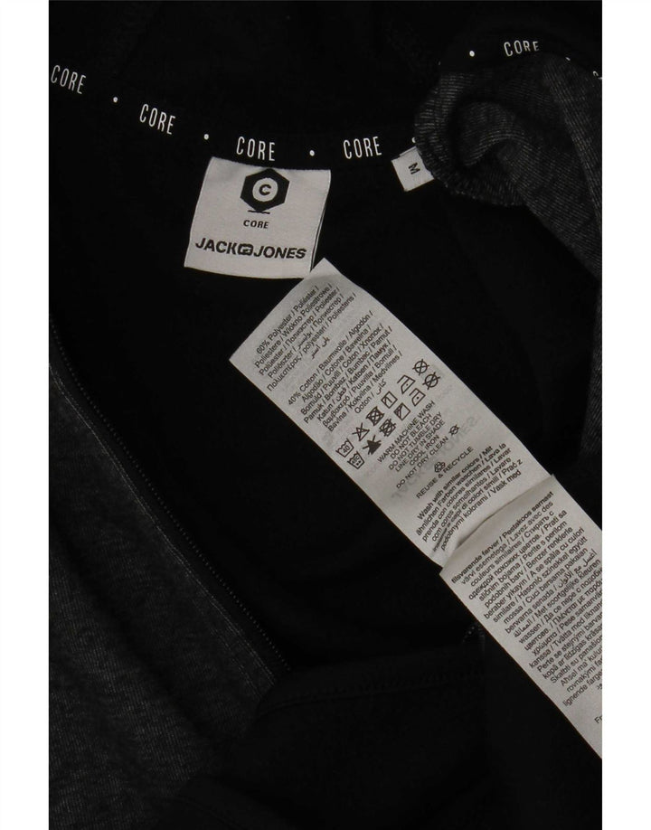 Мужской свитер с капюшоном на молнии Jack & Jones, средний черный, полиэстер с цветными блоками