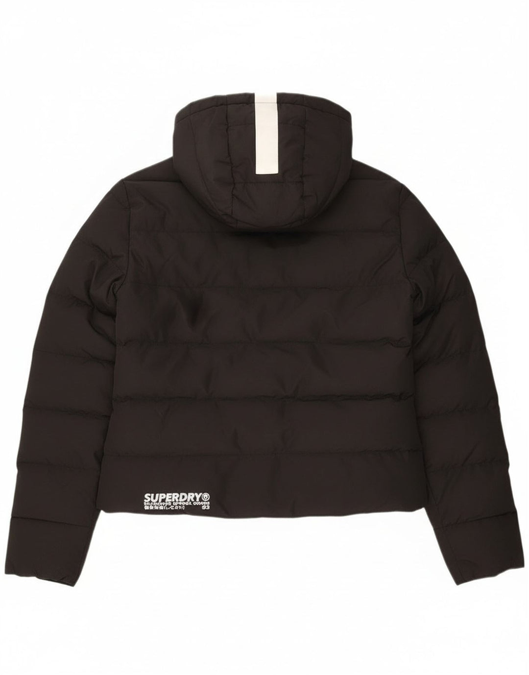 Женская укороченная стеганая куртка оверсайз с капюшоном Superdry UK 8, маленькая черная