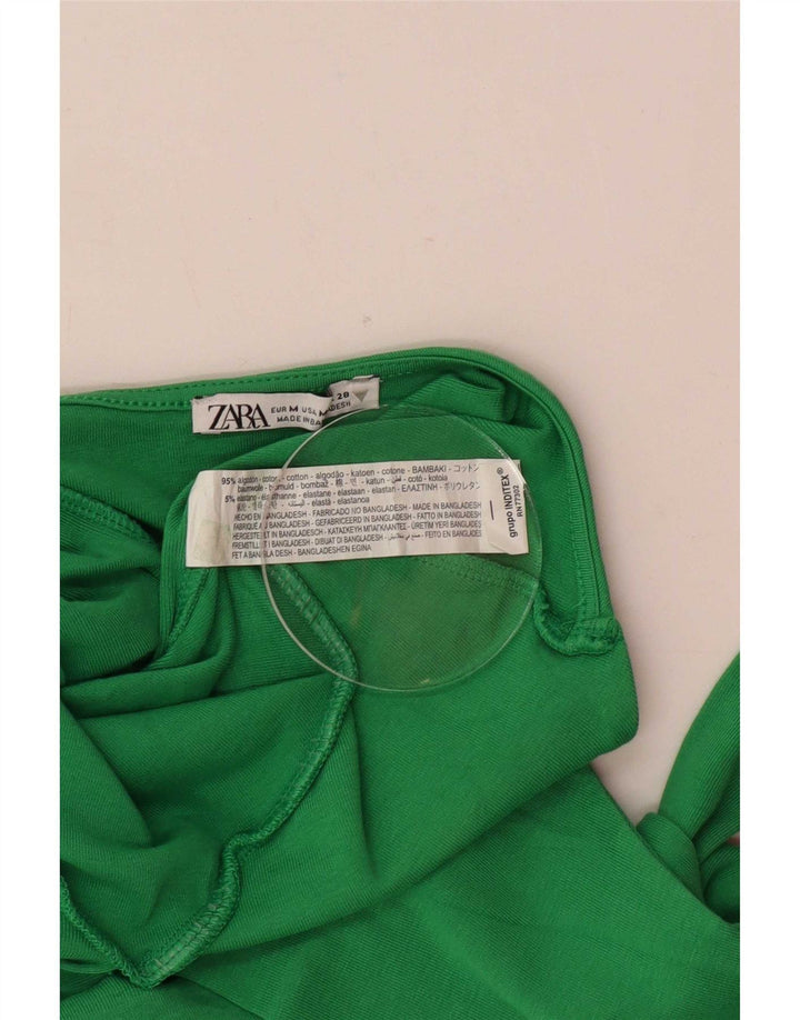 Женский укороченный топ с бретельками Zara UK 12, средний зеленый хлопок, хлопок