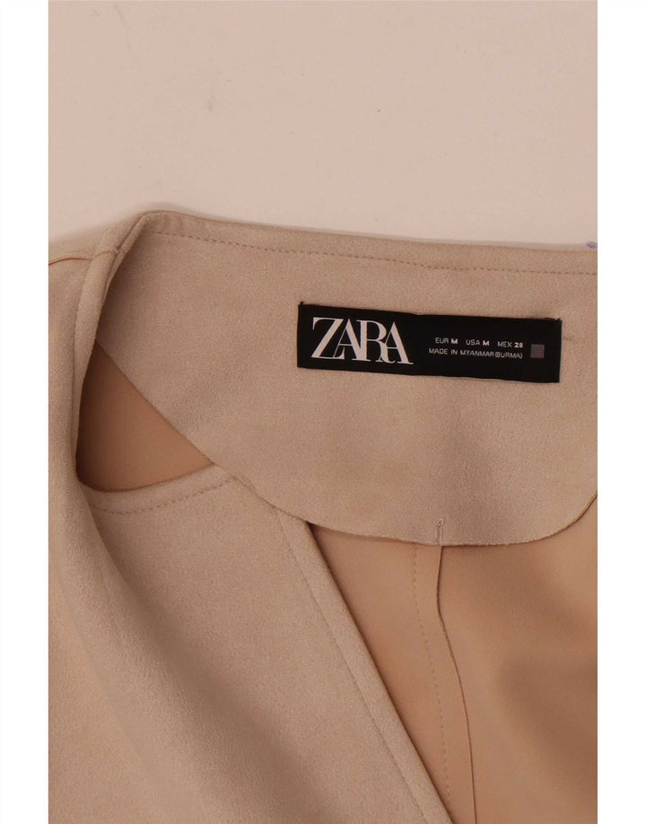 Женский пиджак с открытыми рукавами 3/4 Zara UK 14, средний, бежевый в полоску