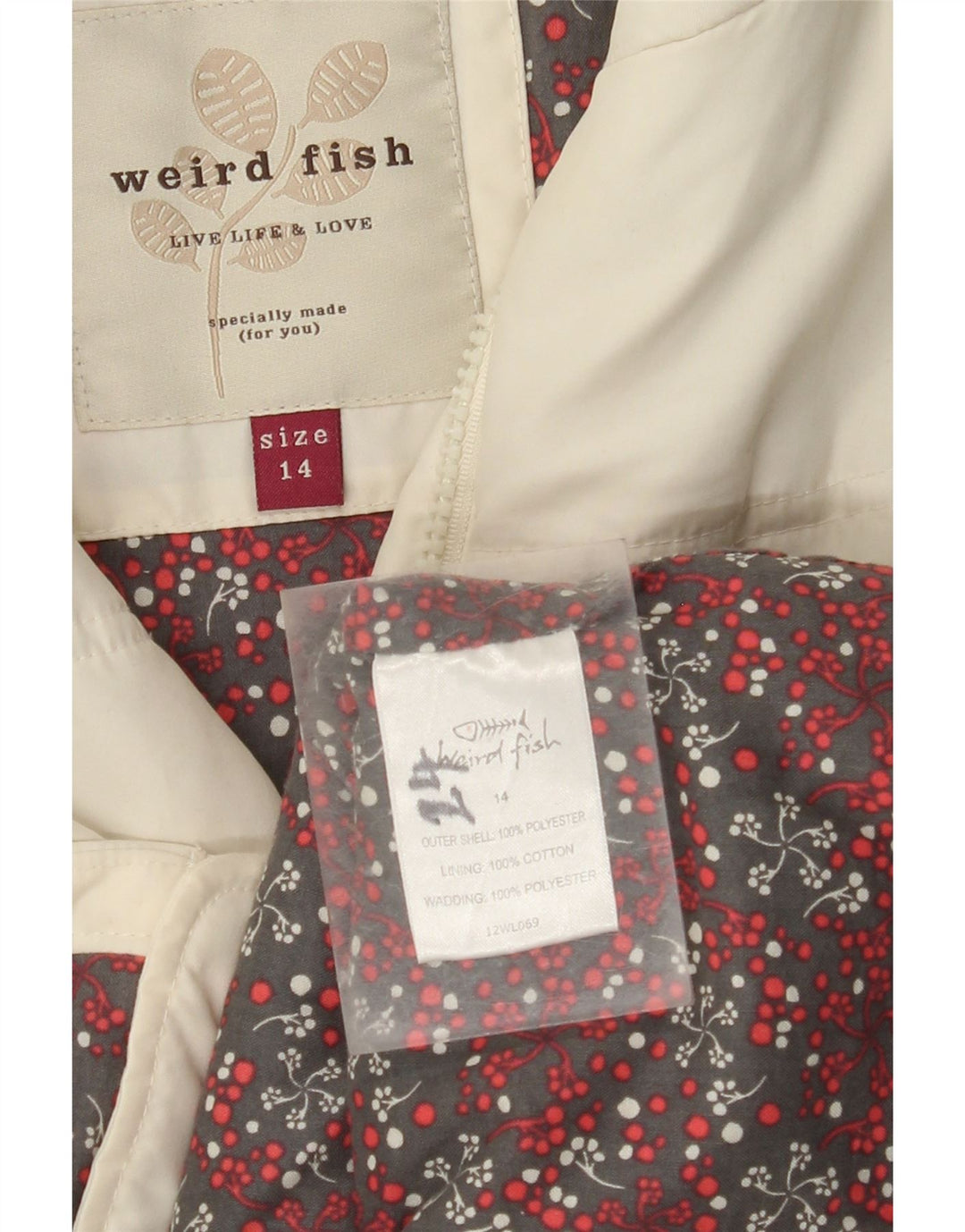 Женский утепленный жилет WEIRD FISH UK 14, средний цвет, белый полиэстер