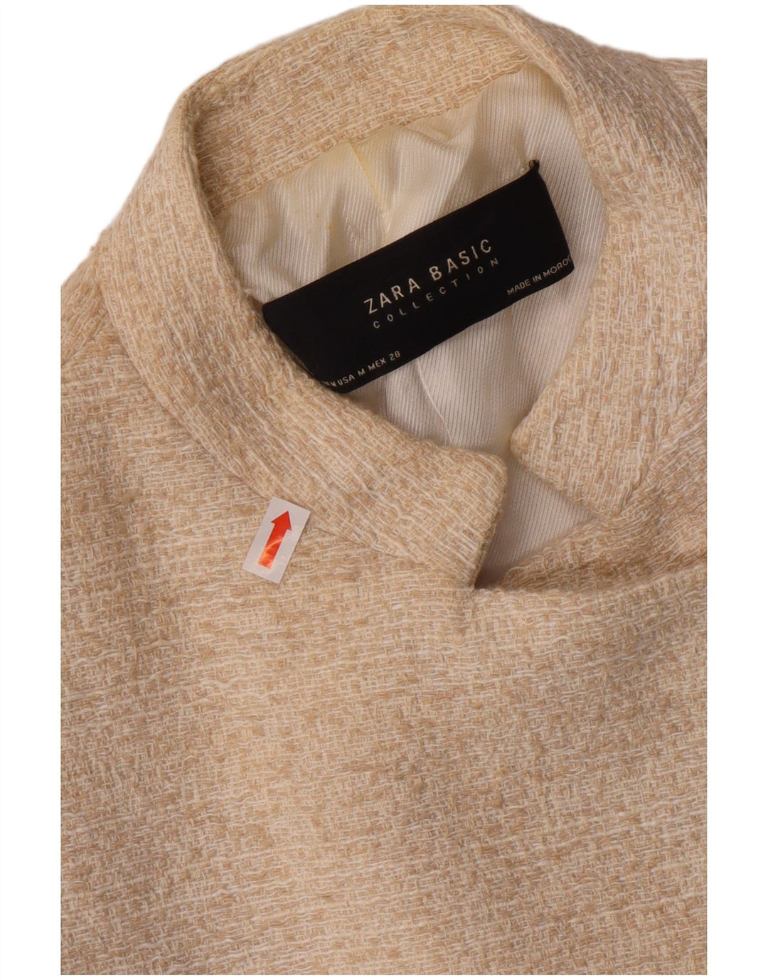Женский открытый пиджак ZARA UK 12, хлопковый средний цвет белого цвета