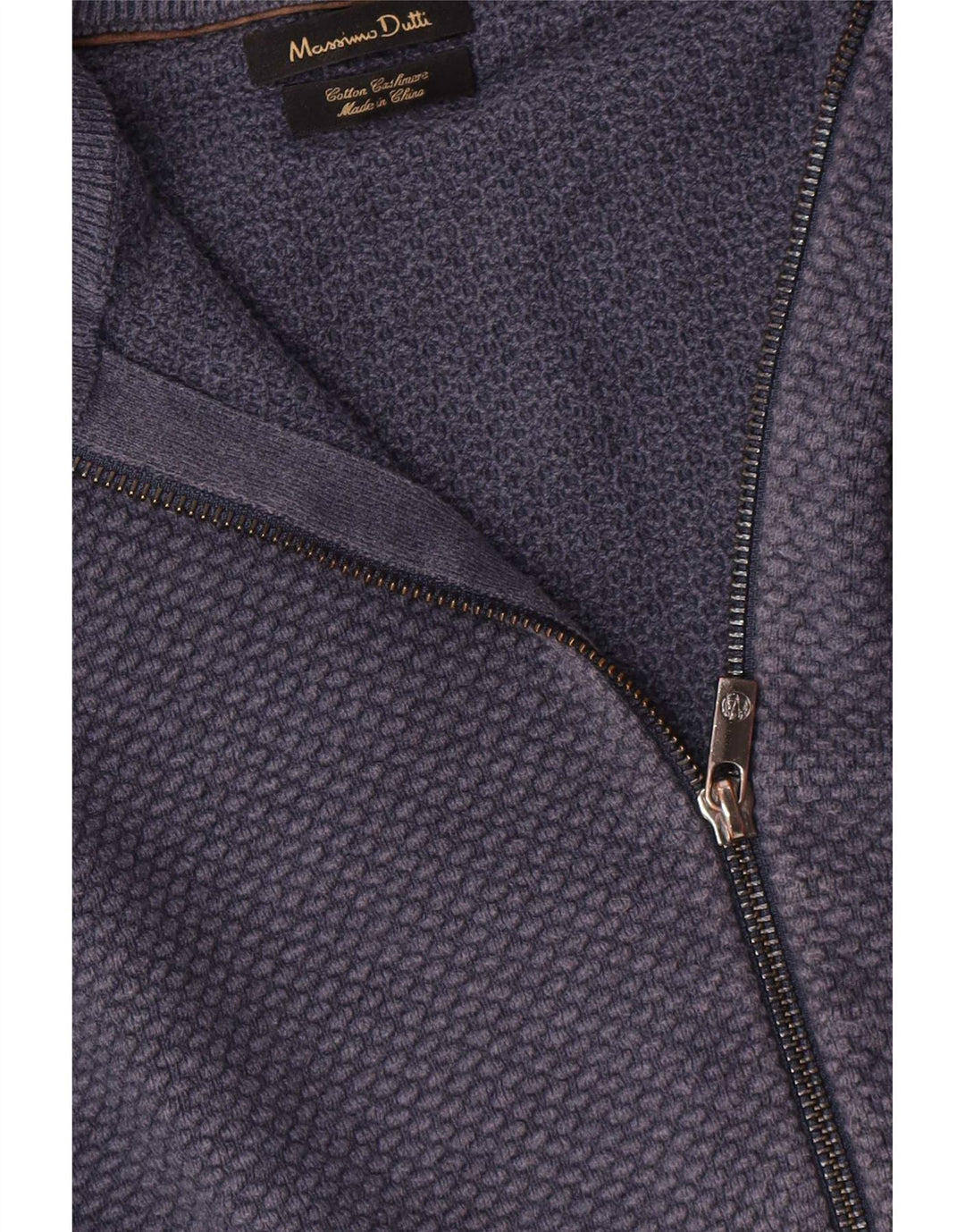 Мужской кардиган с молнией Massimo Dutti, маленький темно-синий хлопковый свитер