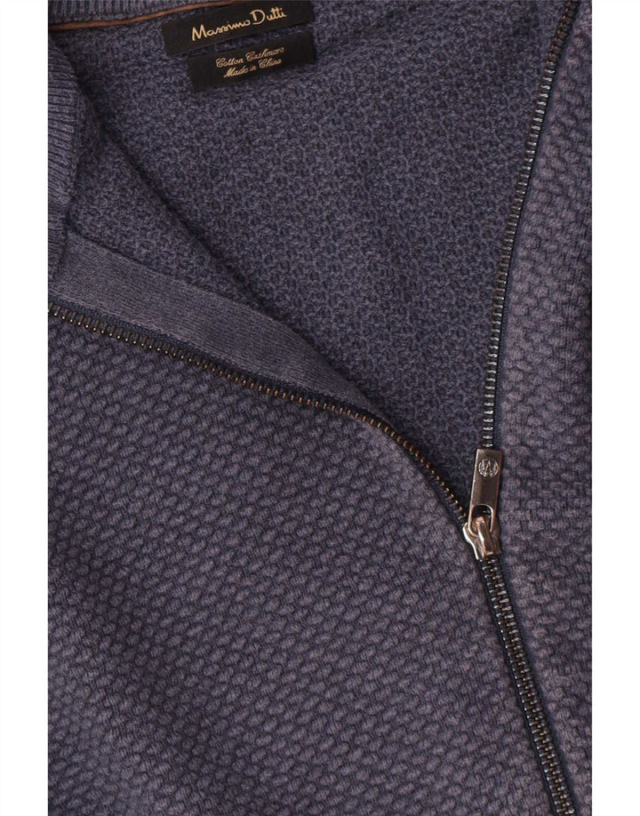Мужской кардиган с молнией Massimo Dutti, маленький темно-синий хлопковый свитер