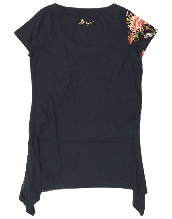 Женское асимметричное платье-туника Desigual UK 14, средний черный с цветочным принтом