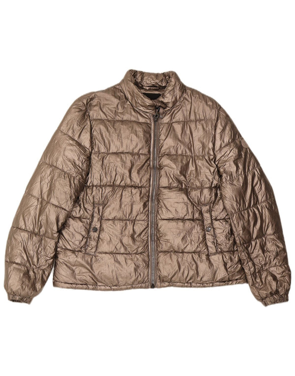 Женская стеганая куртка Massimo Dutti UK 14, средний золотой полиэстер