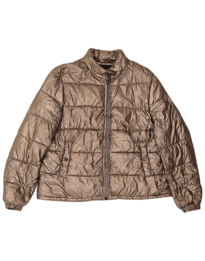 Женская стеганая куртка Massimo Dutti UK 14, средний золотой полиэстер