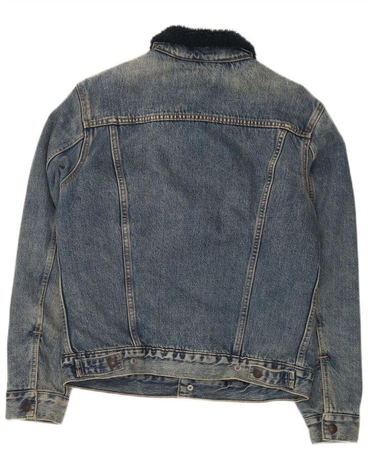 Мужская джинсовая куртка Levi's Sherpa UK 36, маленькая синяя, хлопок