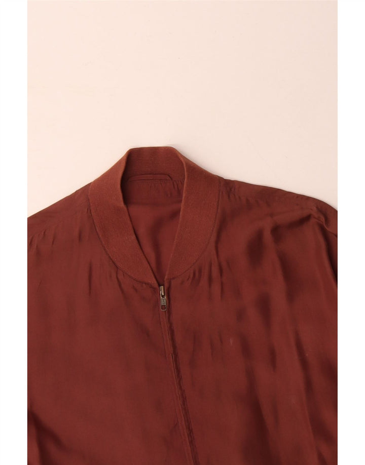 Мужской бомбер VINTAGE UK 40, большой, коричневый, шелковый