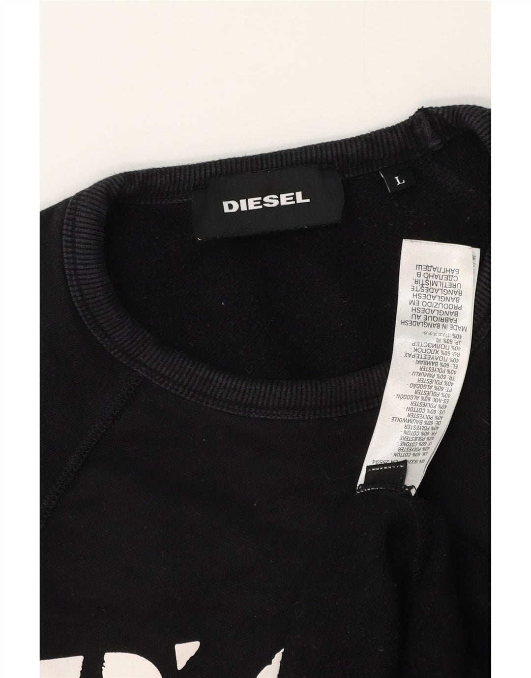 Мужской свитшот с рисунком Diesel, большой черный хлопковый джемпер