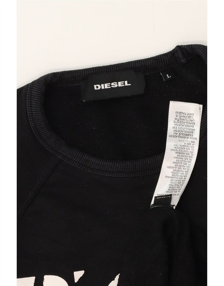 Мужской свитшот с рисунком Diesel, большой черный хлопковый джемпер