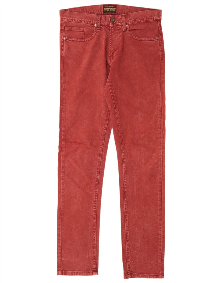 Мужские узкие джинсы Zara EU 38, маленькие W30 L30, красный хлопок