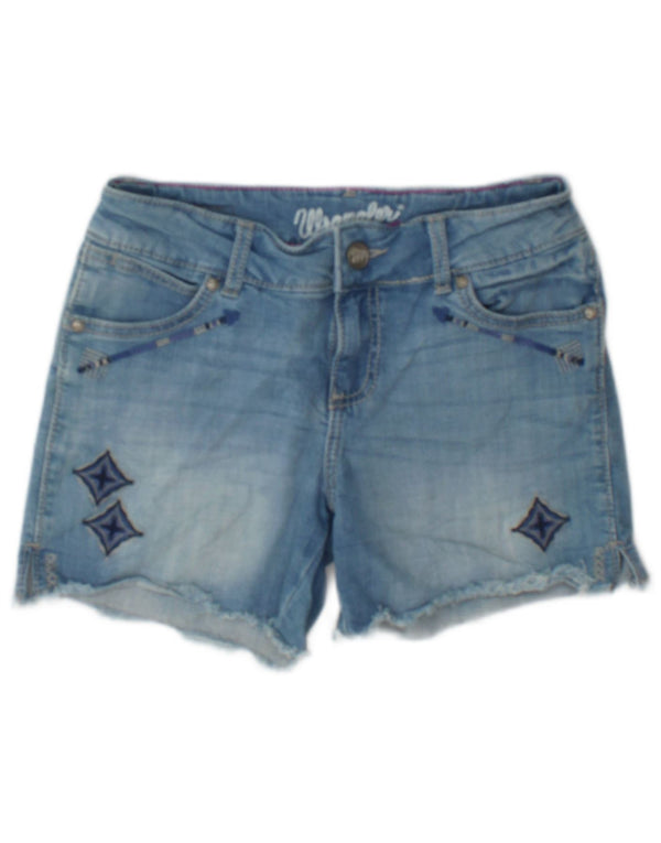 Wrangler Womens Graphic Denim Shorts US 3/4 Small W27  Blue Cotton
