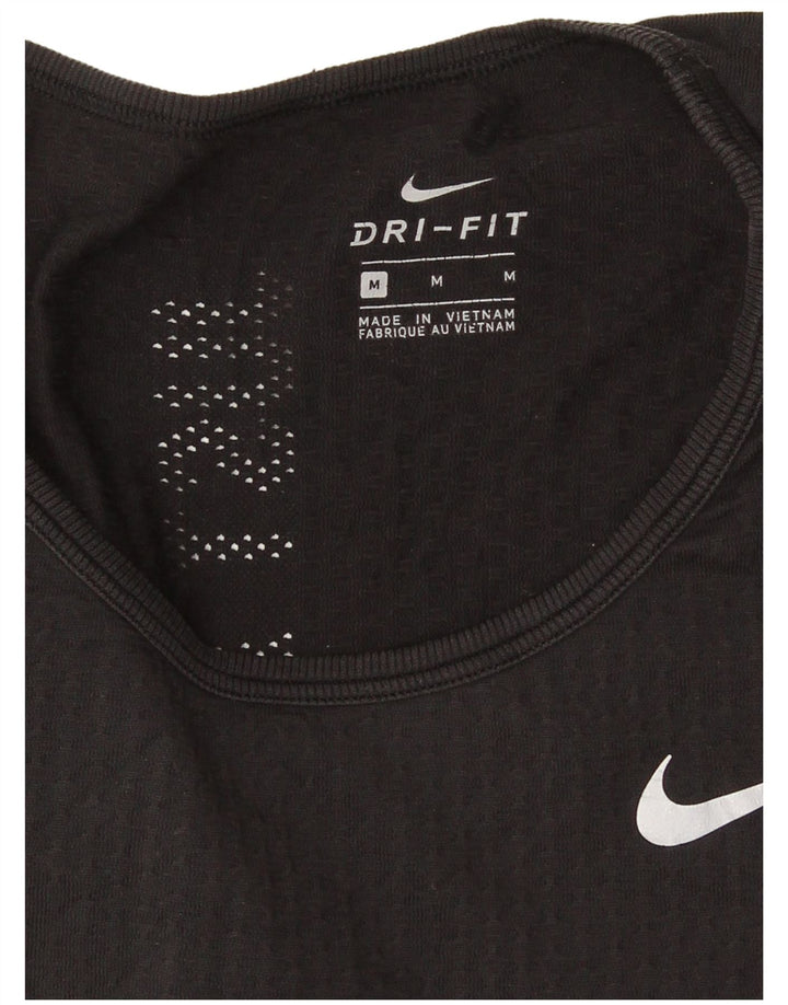 Женский топ Nike Dri Fit с длинным рукавом UK 12, средний черный, полиэстер