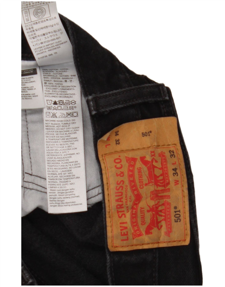 Мужские прямые джинсы Levi's 501 W34 L32, черный хлопок