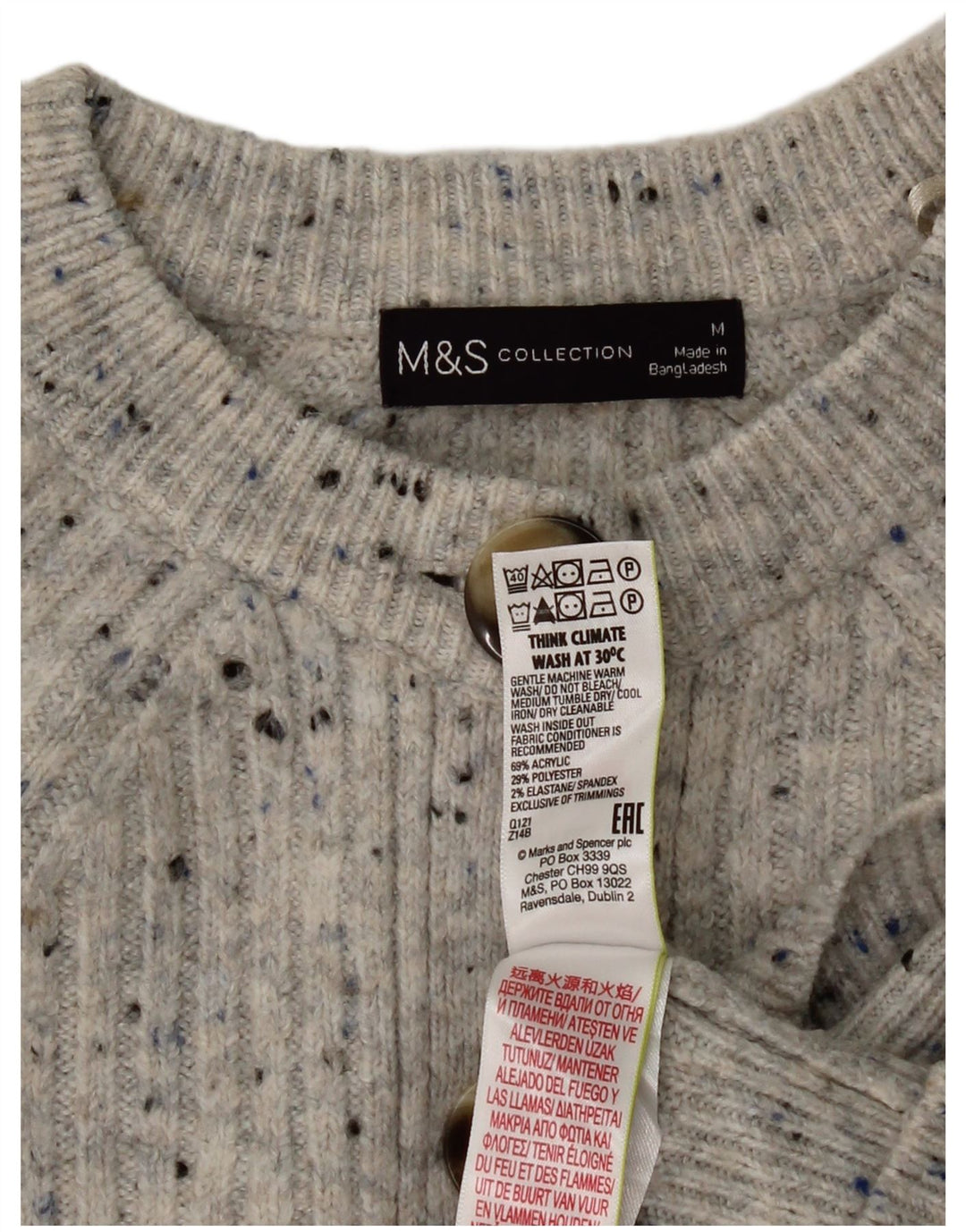 Женский укороченный кардиган Marks & Spencer UK 14, средний серый в крапинку