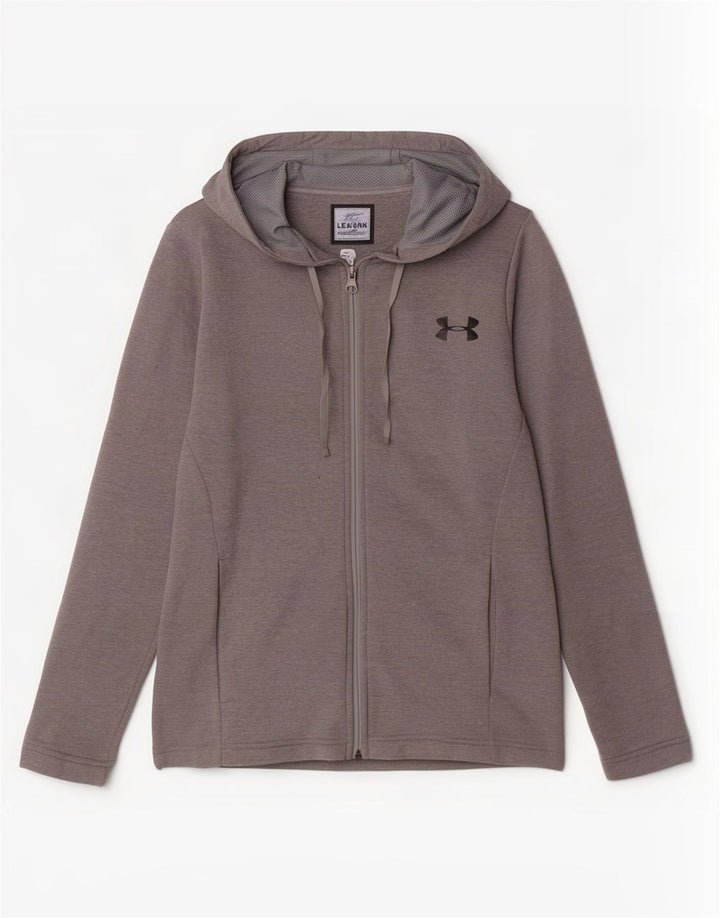 Мужская толстовка с капюшоном на молнии Cold Gear Under Armour, маленький серый полиэстер