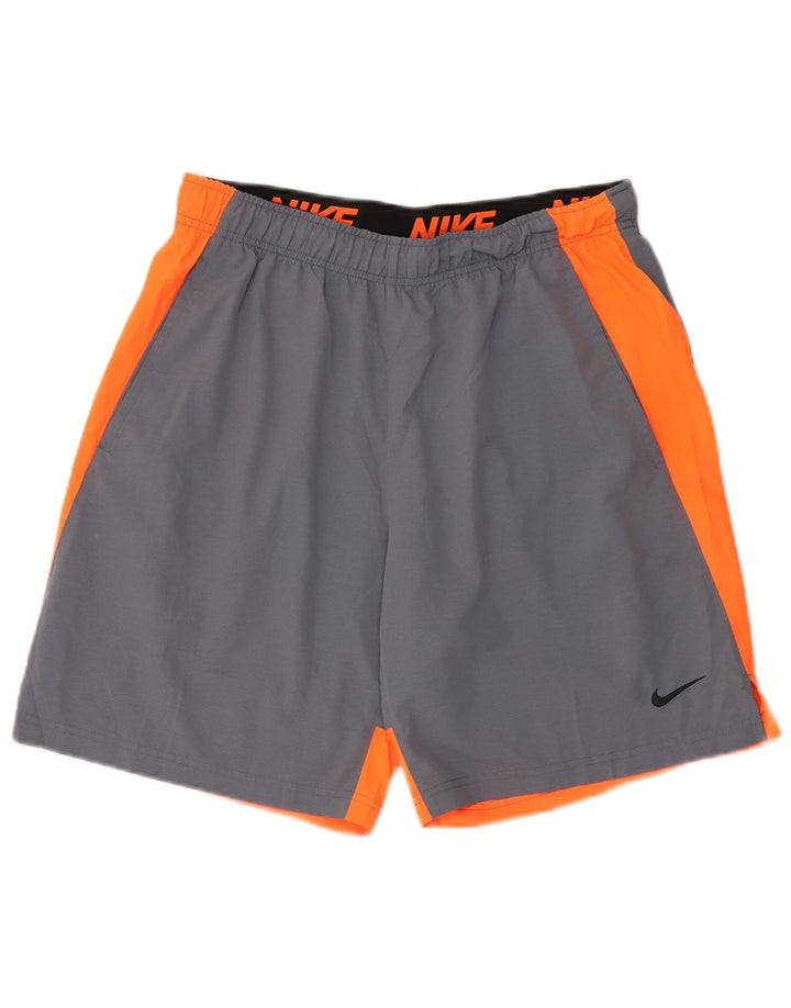 Мужские спортивные шорты Nike Dri Fit, большие серые, полиэстер с цветными блоками